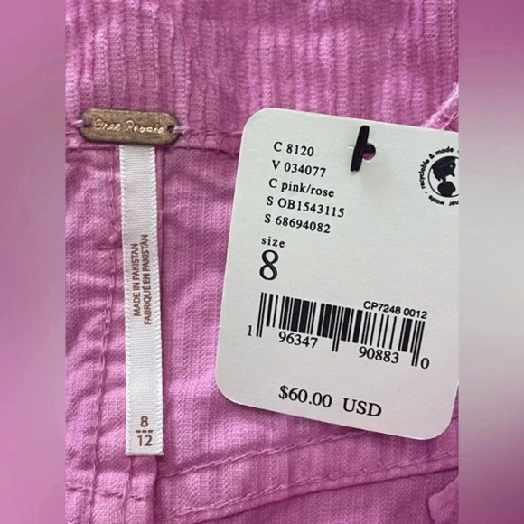 Free People Ray Corduroy Mini‎ Skirt Pink Size 8 New - Picture 10 of 12